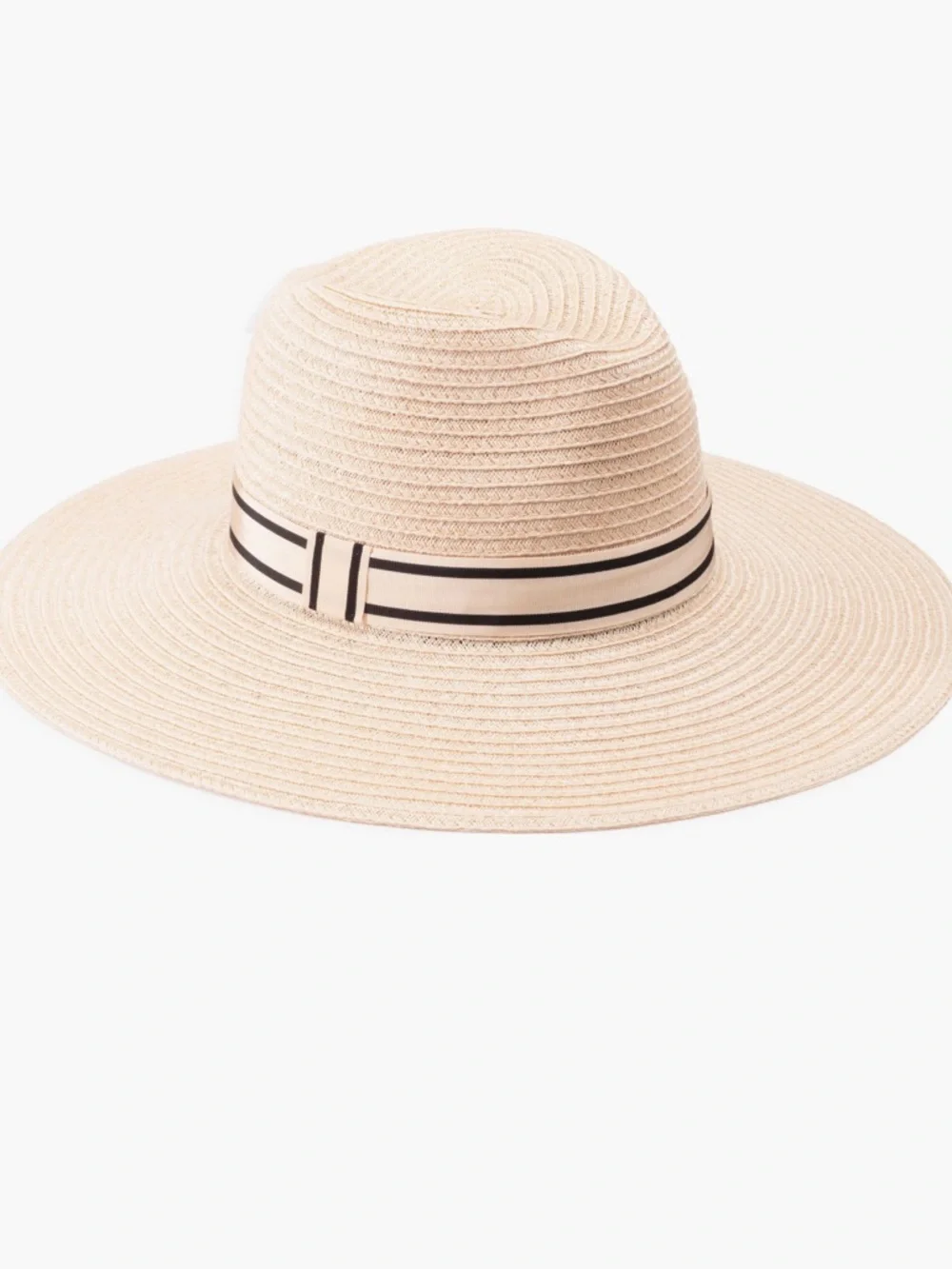Eugenia Kim Beige Straw Wide-Brim Fedora with Black Band